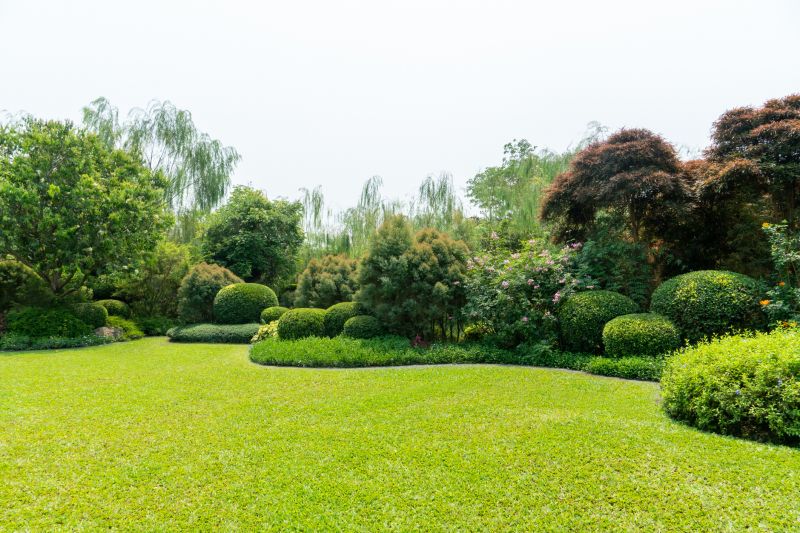 Landscape with Trimmed Shrubs